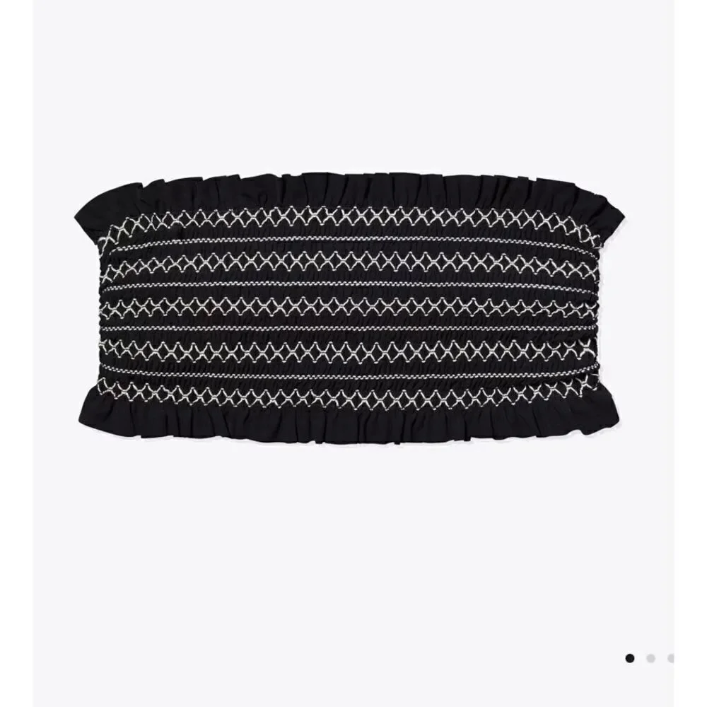 New. Tory Burch black smocked bikini top. Normally $118. XS
